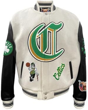 Jeff Hamilton Boston Celtics Wool & Leather Old English Varsity Jacket Nba Bos Cel 101" - Black