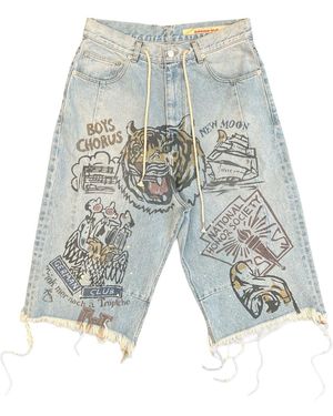 Secnd Slf Jumbo Senior Denim Shorts Jsrdsh Blu" - Black