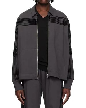 Song For The Mute 'Applique' Track Jacket Washed 251 Mjk117A Softwbk" - Black
