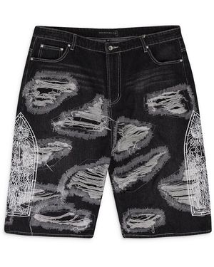 Who Decides War Darning Side Embroidery Shorts 1120640002Ss24" - Black