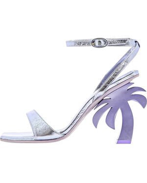 Palm Angels Mule Heels "Metallic" Pwih004F22Lea0023700" - Black