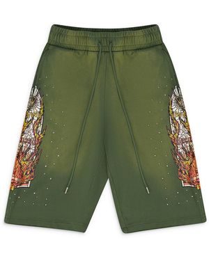 Who Decides War Flame Glass Sweatshorts 1120050011Sh" - Green