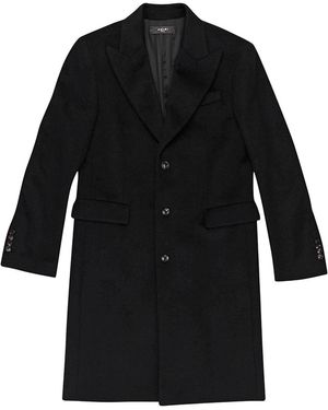 Amiri Lapel Classic Long Buttondown Cashmere Coat - Black