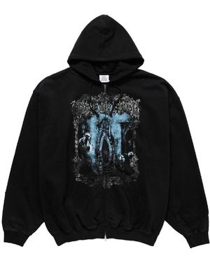 Vetements Cof Butterfly Oversized Zip-Up Hoodie Washed Ucf76Zu800B" - Black
