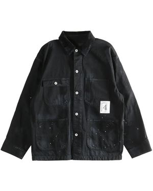 Neighborhood Washed Coverall Jacket 252Aqnh Jkm05 Blac" - Black