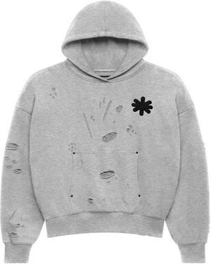 LOSTSHDWS Distressed Classic Logo Hoodie "Heather" Lst0 21 22589 Hgy" - Black