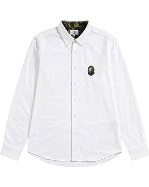 A Bathing Ape 1St Camo One Point Relaxed Fit Shirt 1M30131005 Wht" - Black