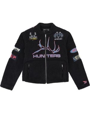 Sp5der Sherpa Moto Field Jacket Sp5_Blmotjkt" - Black