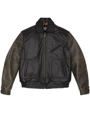 DENIM TEARS Leather Moto Jacket Dt455" - Black