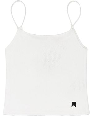 Rhude Sheer Rib Knit Tank Top Rhss24Ta02307372 Wht" - Black