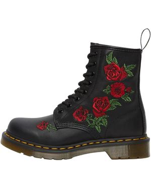 Dr. Martens 1460 Vonda Floral Leather Lace Up Boots — Softy T" 24722001" - Black