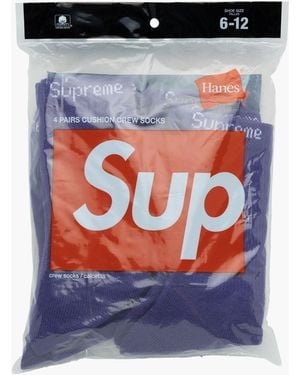 Supreme Hanes Crew Socks 4-pack "ss 21" - Purple