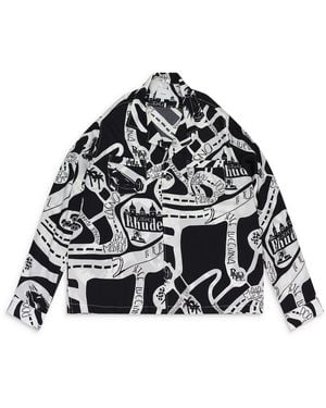 Rhude Strada Silk Ls Button-Down Shirt Rhss24Sr08174119 Blw" - Black