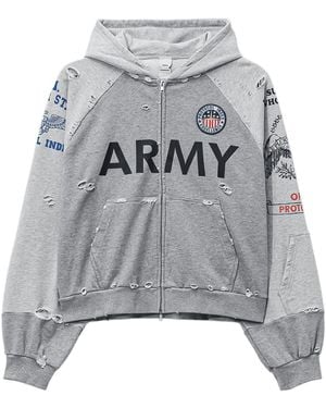 Protocol Index Reconstructed Zip-Up Hoodie Pi00016" - Black