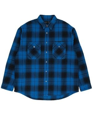 Purple Brand Plaid Flannel Ls Shirt Casual Button-Down Shirts Prp Xtps 0020" - Blue