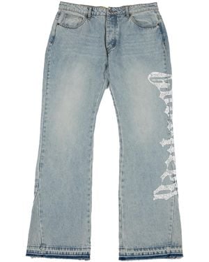 GODSPEED NEW YORK Og Logo Flared Printed Denim Jeans Wash" Gs113" - Black