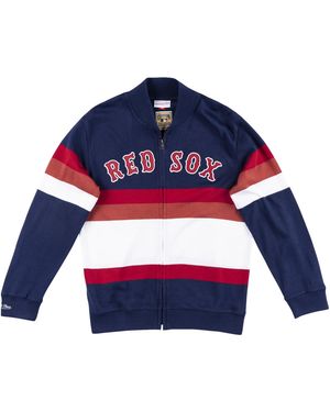 Mitchell & Ness Front Stripe Full Zip Jumper "Mlb Boston Sox" Swtraj18024 Brsnavy" - Blue