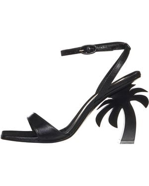 Palm Angels Beach Heels Pwih004S23Lea0011000" - Black