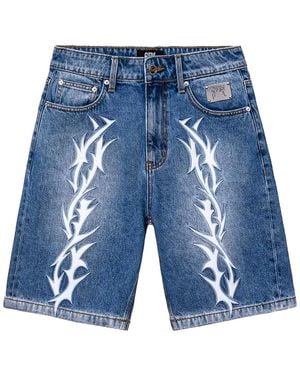 REVENGE Thorn Denim Shorts Rev0076" - Blue
