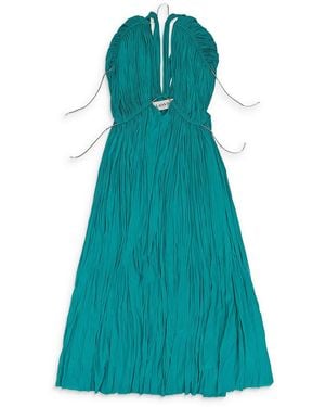 Lanvin Long Pleated Dress "Aquamarine" Rw Dr0055 4778 E22 27" - Black