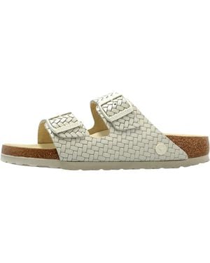 Birkenstock Arizona Leather "Woven Embossed Ecru" 1029152" - Black