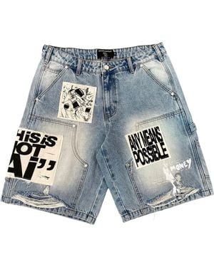 Mixed Emotions Ai Denim Shorts Mixe077" - Blue