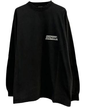 Balenciaga Long-Sleeve Crew Neck Oversized T-Shirt "Faded Washed" 850404 Ttvl6 1041" - Black