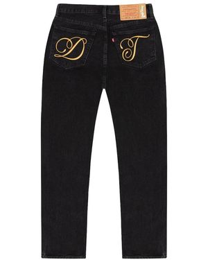 DENIM TEARS Dt Metallic Script 501 Jeans Dt391" - Black