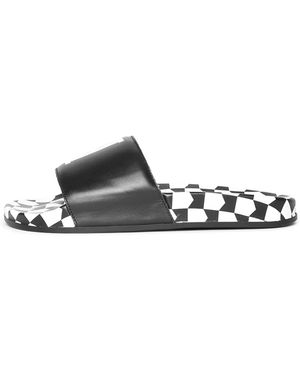 Rhude Chequered Leather Slide Vintage" Rhps24Fo06619669" - Black