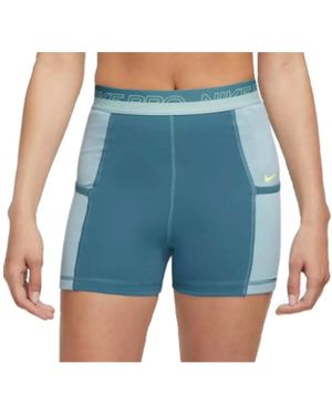 Nike Pro High-Waisted 3" Training Shorts With Pockets "Aqua/ Dx0059 440" - Black