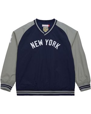 Mitchell & Ness Nylon Pullover Jacket Vintage Logo "Mlb Yankees" Jk9272 Nyynavy" - Blue