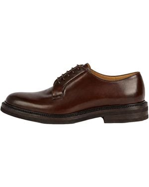Brunello Cucinelli Leather Derby Shoes "Mud" Brun2339" - Brown