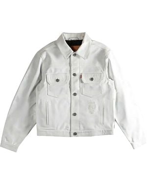Stussy Leather Trucker Jacket "Tofu" Stus161" - Black