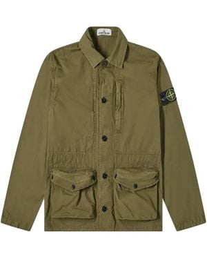 Stone Island Tela Smerigliata Canvas 3 Pocket Jacket 7415439Wn V0158" - Green