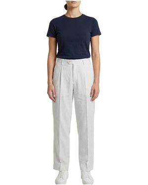 Brunello Cucinelli Striped Relaxed Trousers "Bianco/Testa Di Moro" Brun1529" - Black