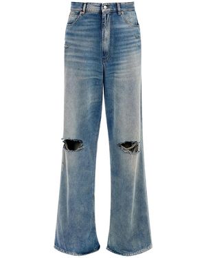 MM6 by Maison Margiela Regular Leg Jeans With Knee Slash Sh0La0014M30017994" - Black
