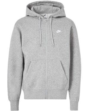 Nike Club Full-Zip Fleece Hoodie "Dark Heather /Light Smoke Fn3861 063" - Black