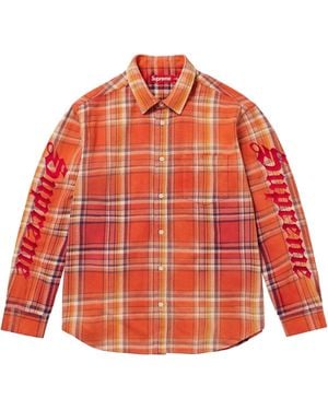 Supreme Old English Plaid Flannel Shirt "Ss25 - Red