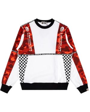A Bathing Ape Logo Tape Crewneck M113007D Whx" - Red