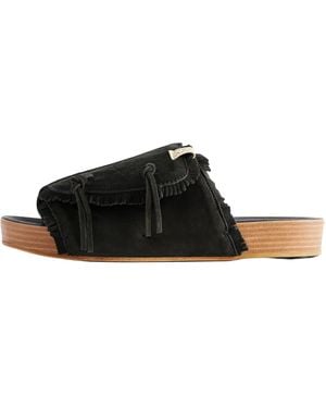 Visvim Christo Shaman Folk Slides 0124102002001 Blk" - Black