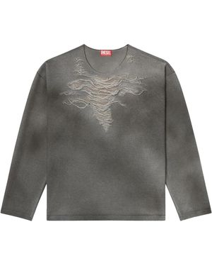 DIESEL Distressed Sweatshirt A182160Plai9Aw" - Black