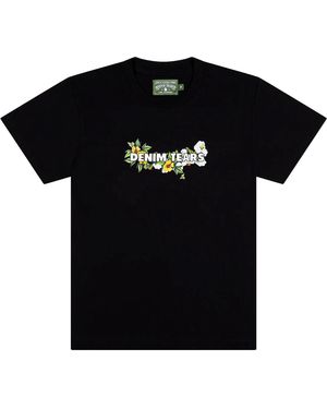 DENIM TEARS Floral Logo Short Sleeve T-Shirt Dt361" - Black