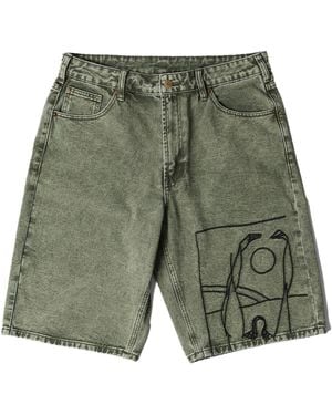 by Parra Protect The Sun Denim Shorts 54165" - Green