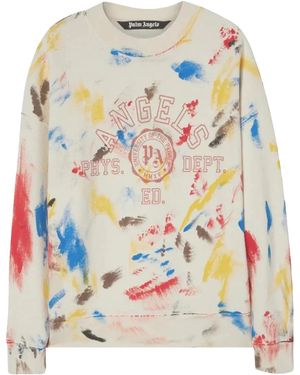 Palm Angels Painted University Crew Off "Off/ Pmba065S22Fle0020325" - Black