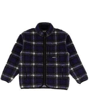 Gramicci Knit Shadow Plaid Sherpa Jacket G4Fu J135" - Blue