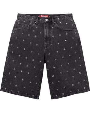 Supreme Stars Studded Baggy Denim Short Ss26 Su28024" - Black