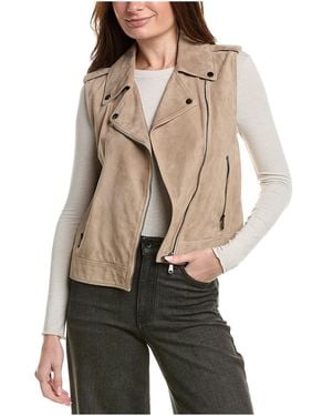 Brunello Cucinelli Suede Biker Vest "Wheat" Brun619" - Black