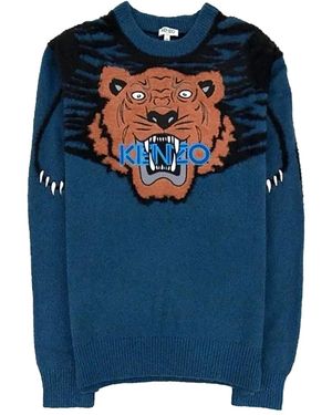KENZO Claw Tiger Jumper 5Pu251 3Xa 53" - Blue