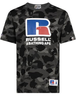 A Bathing Ape Colour Camo T-Shirt "Russell Athletic" 0Zxtem109922Fblk" - Black