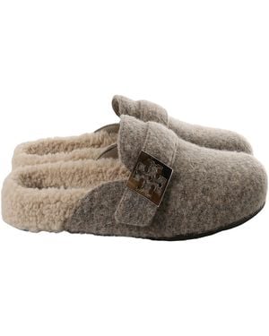 Tory Burch Mellow Shearling Mule "Fog/Taupe" 178312-960" - Grey